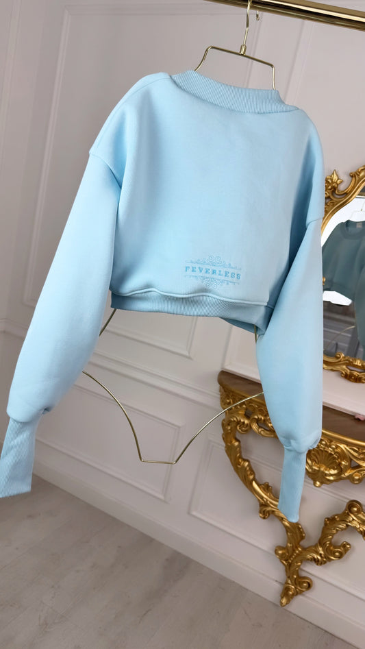 Bluză BLUSH cu Satin la interior Cropped  BABY BLUE