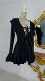 Rochie ALEXIS elasticǎ cu Volane mâneca lungǎ BLACK