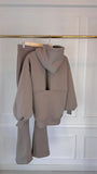SET of 2 pieces "Blush" HOODIE WITH HOLE BACK + FLARE PANTS - 4 VARIATIONS OF COLORS