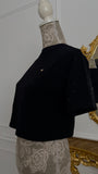 Tricou " Softie" CU CRISTALE Scurt Crop NEGRU