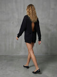 Set 3 pieces "Eria 500" Backless Blouse + HERA Extra Short Pants + Lace Blouse BLACK