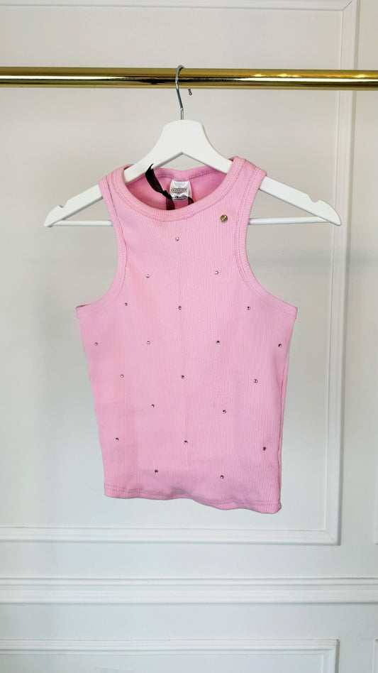 Top con Cristales Rib "Blush" - ROSA BABY.