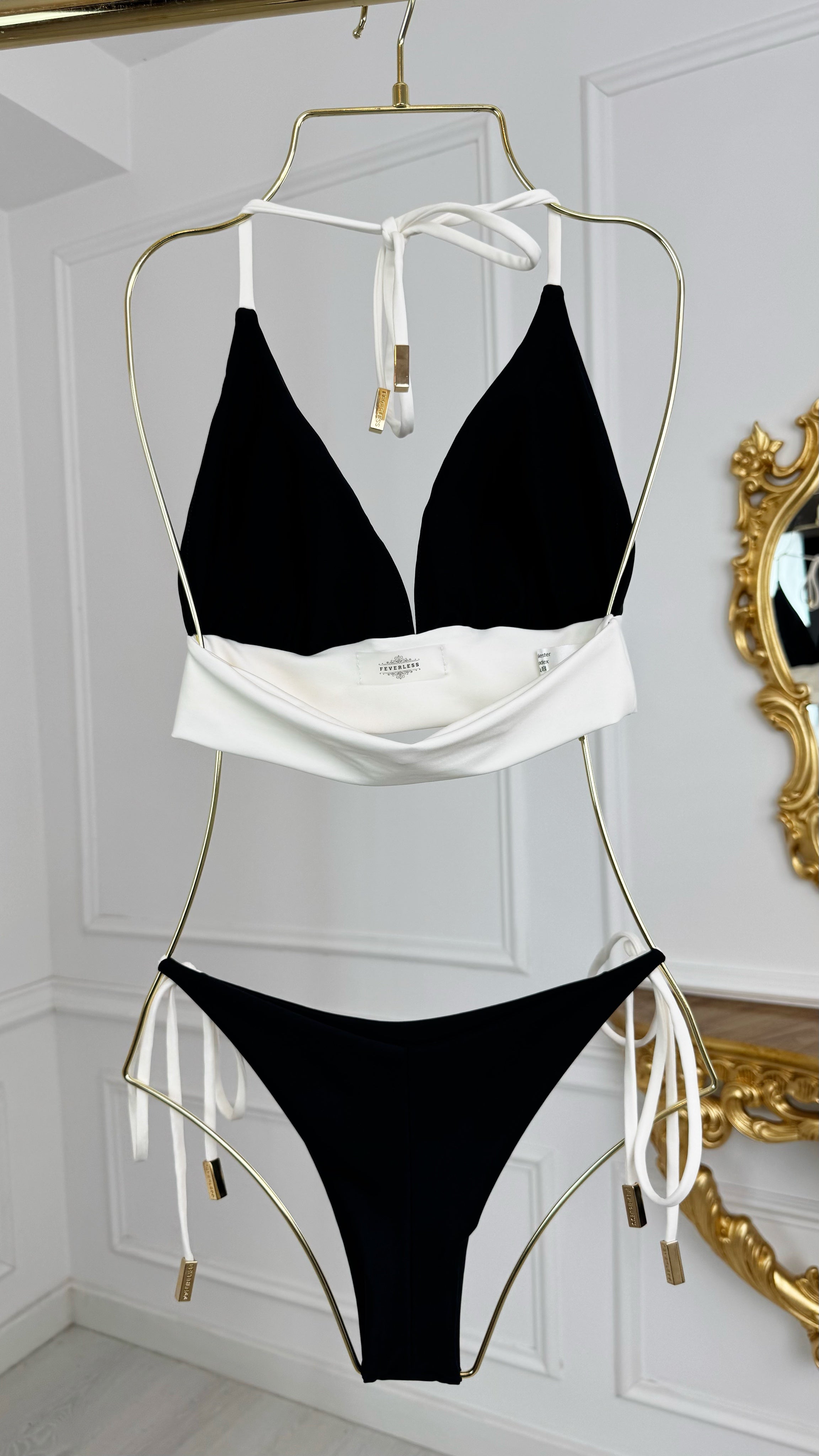 Slip de baie NEGRU cu ALB