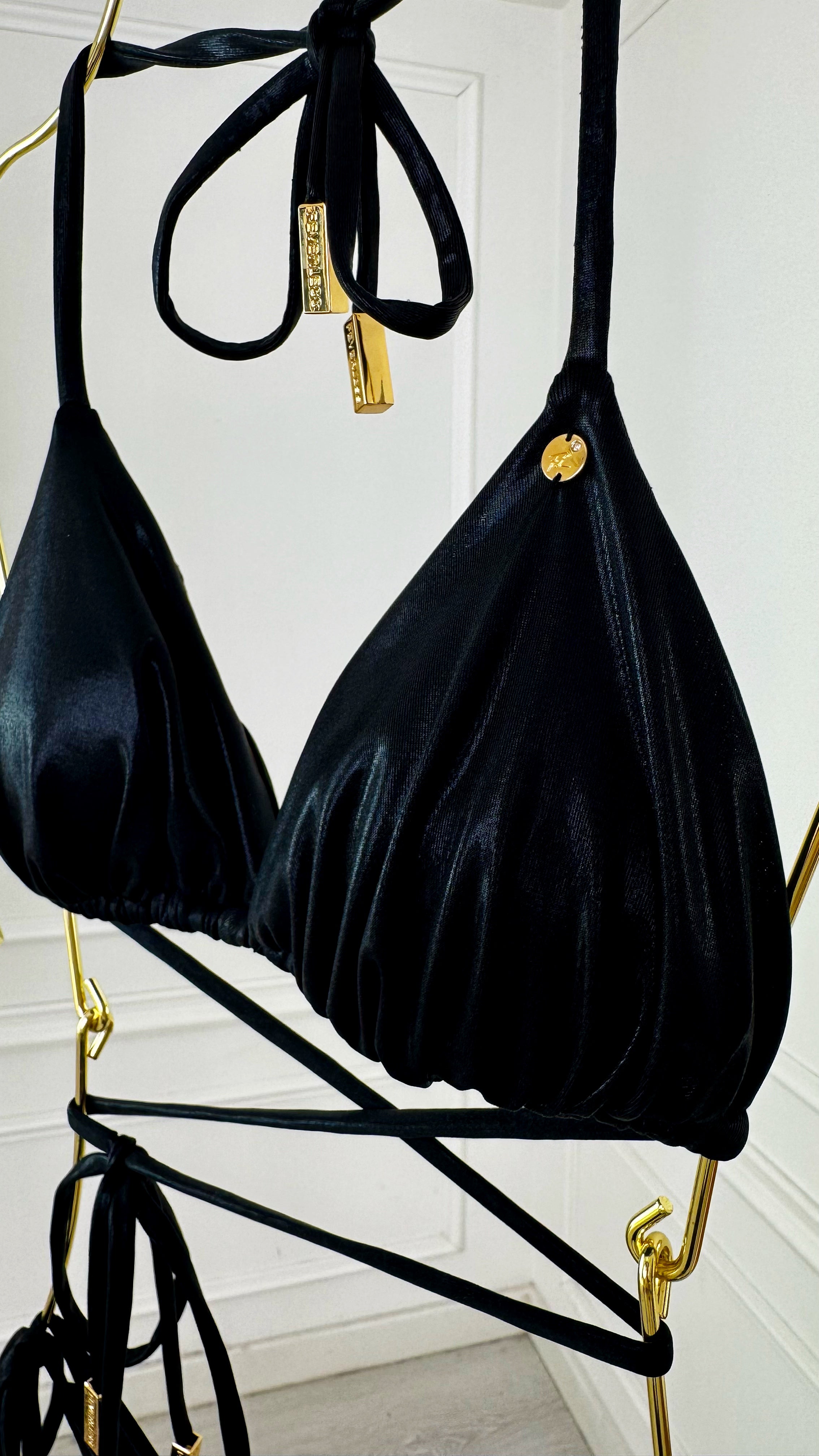 Sutien de baie triunghi cupe detașabile Subtile Metallic Black