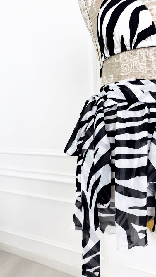 Fustă din voal cloș "Ballerina" mărime universală Zebra