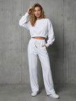 Set 2 Piezas Blusa "ERIA 500" Cropped + Pantalones Rectos BLANCO