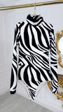 Shaping elastic turtleneck bodysuit ZEBRA