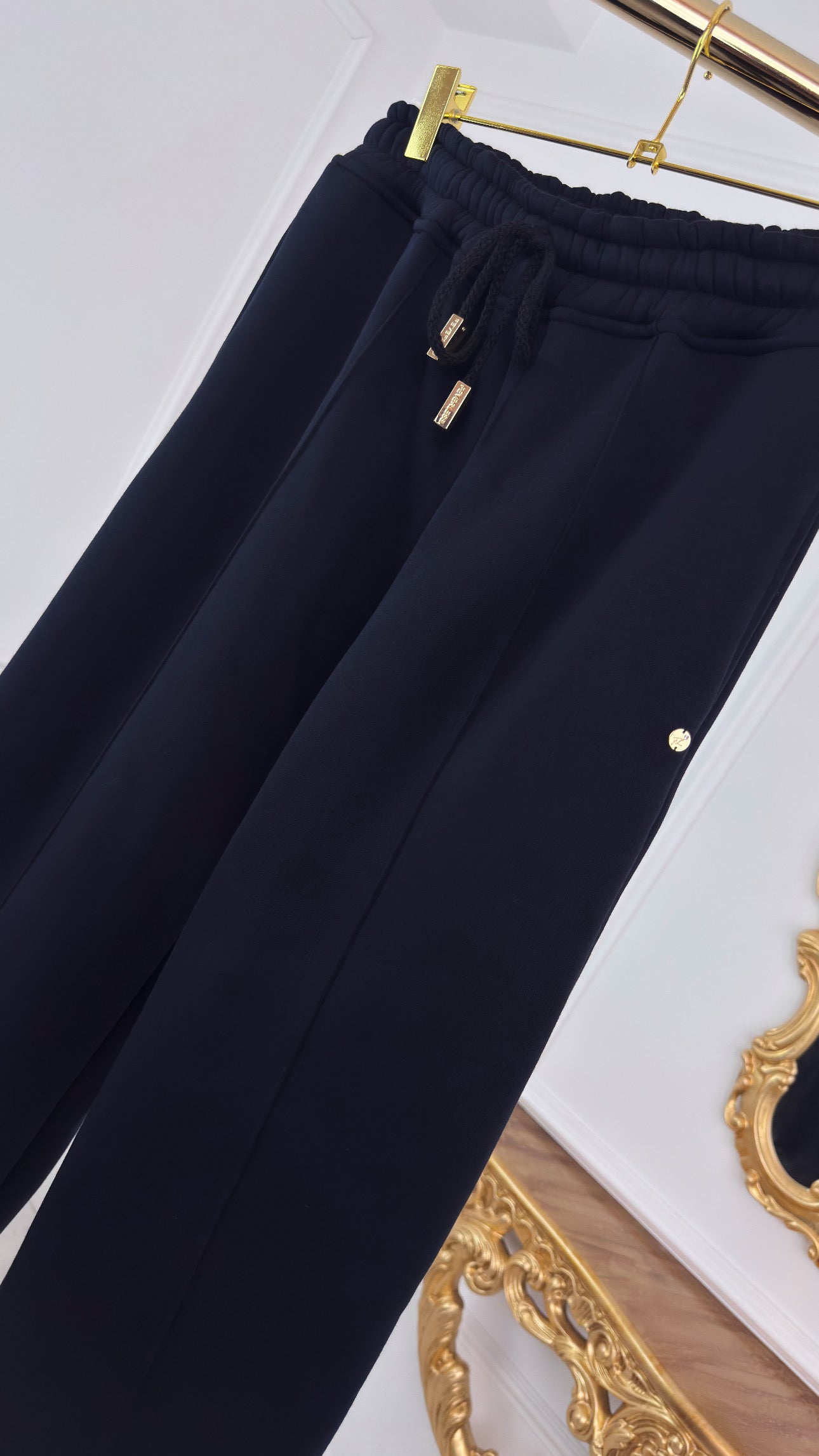 SET 2 piese Hanorac BLUSH cu spatele Gol + Pantaloni  "Blush" Drepți cu buzunare- NAVY BLUE