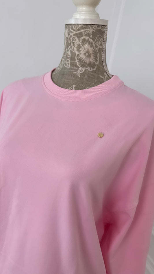 Camiseta OVERSIZE "Softie" – Larga – ROSA BEBÉ