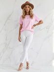 Tricou "V" cu spatele Gol - STANDARD CUT  - BABY PINK