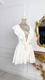 Rochie elasticǎ ALEXIS cu Volane print MILK