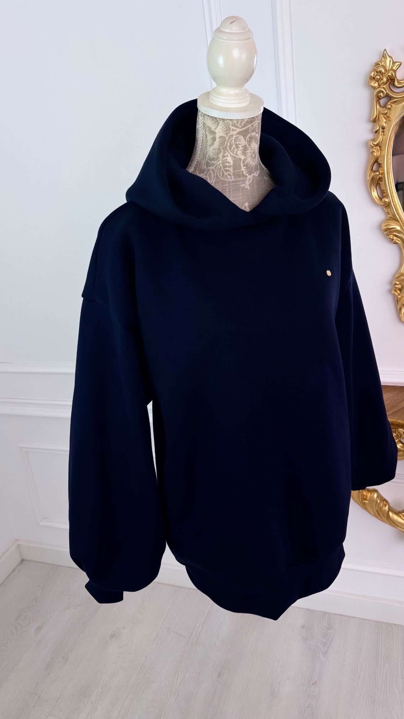 Hanorac  " Blush " cu spatele gol și mâneci clopot DARK NAVY BLUE