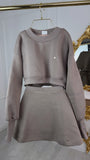 Bluză  cu Satin la interior Cropped Mocha Mousse