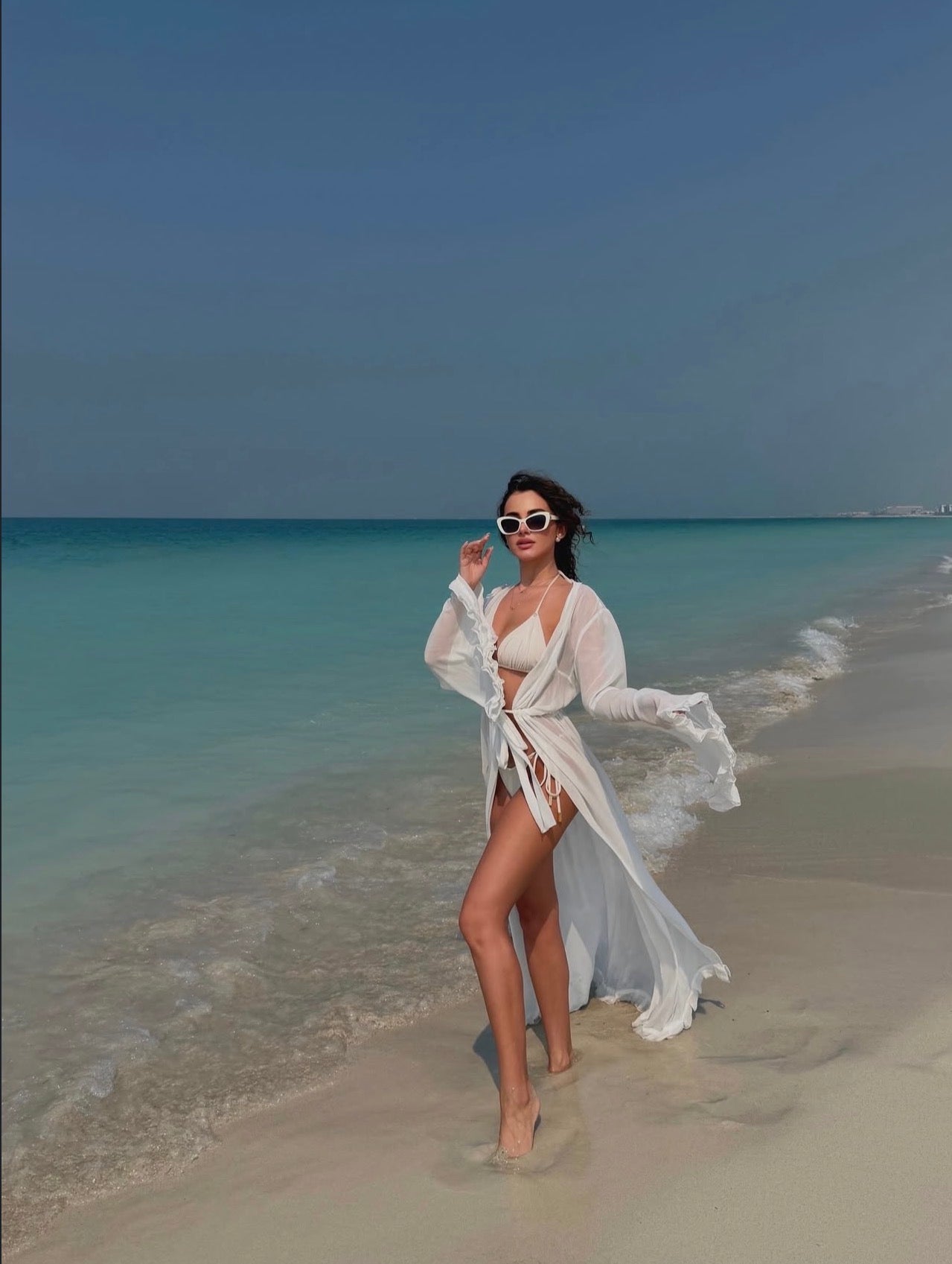 Cardigan Voal  " Fantasia " LUNG - ALB