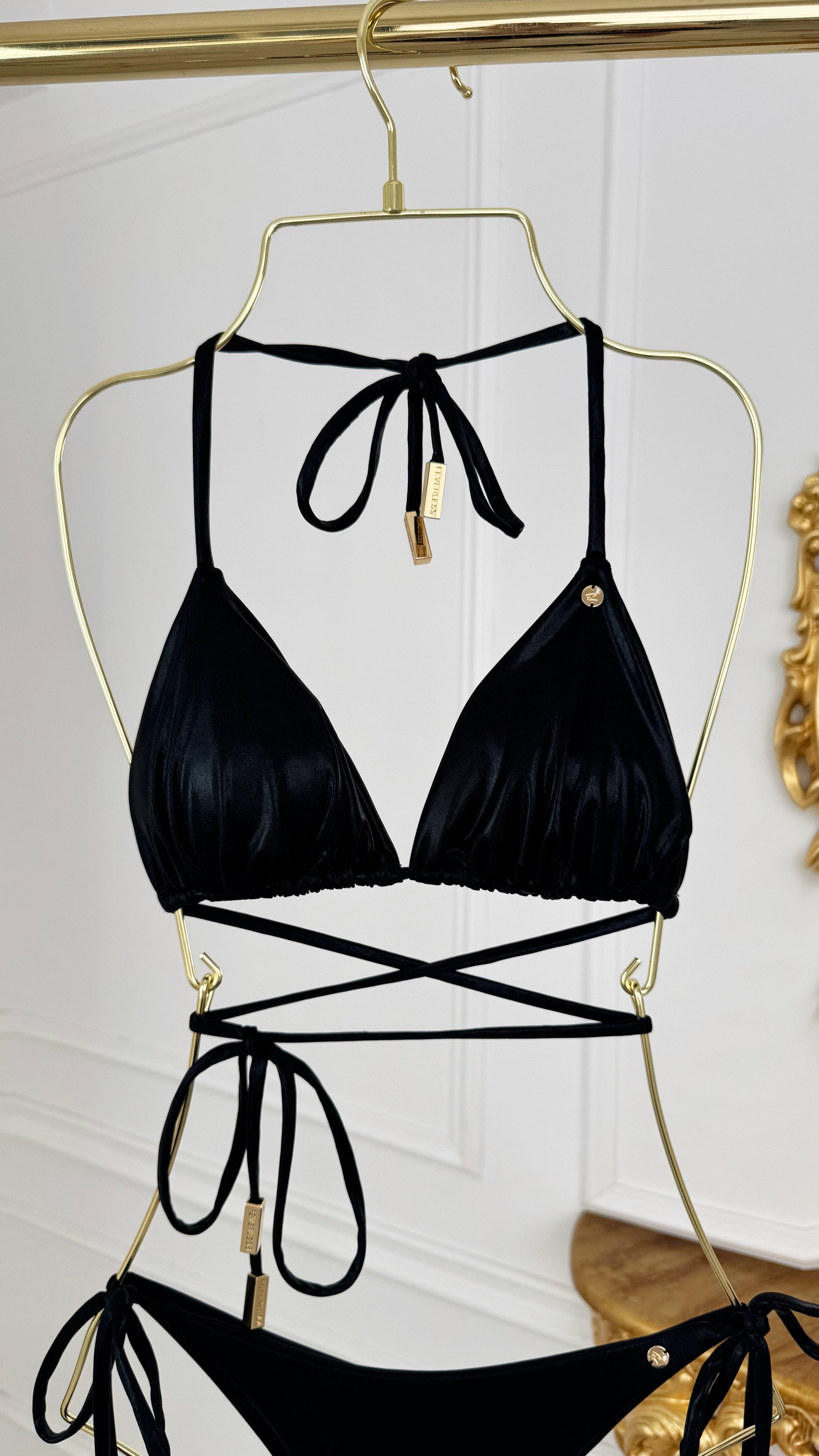 Sutien de baie triunghi cupe detașabile Subtile Metallic Black