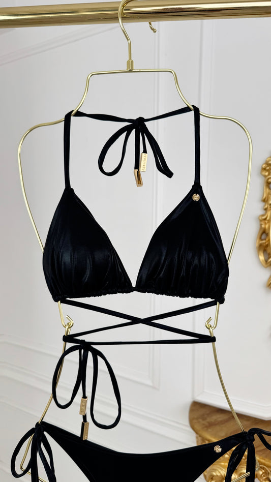 Sutien de baie triunghi cupe detașabile Subtile Metallic Black