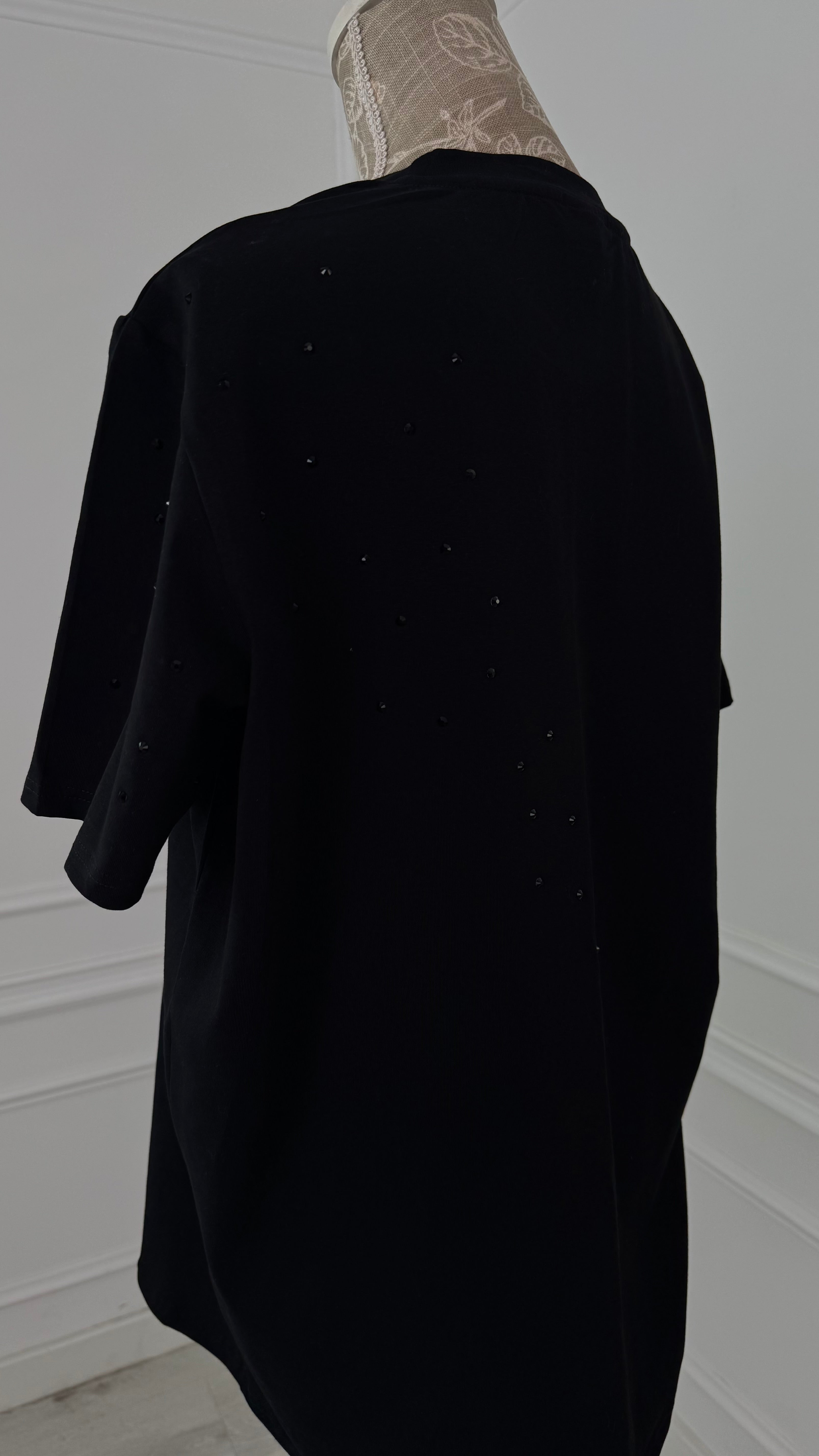 Tricou " Softie" CRISTALE Lung NEGRU