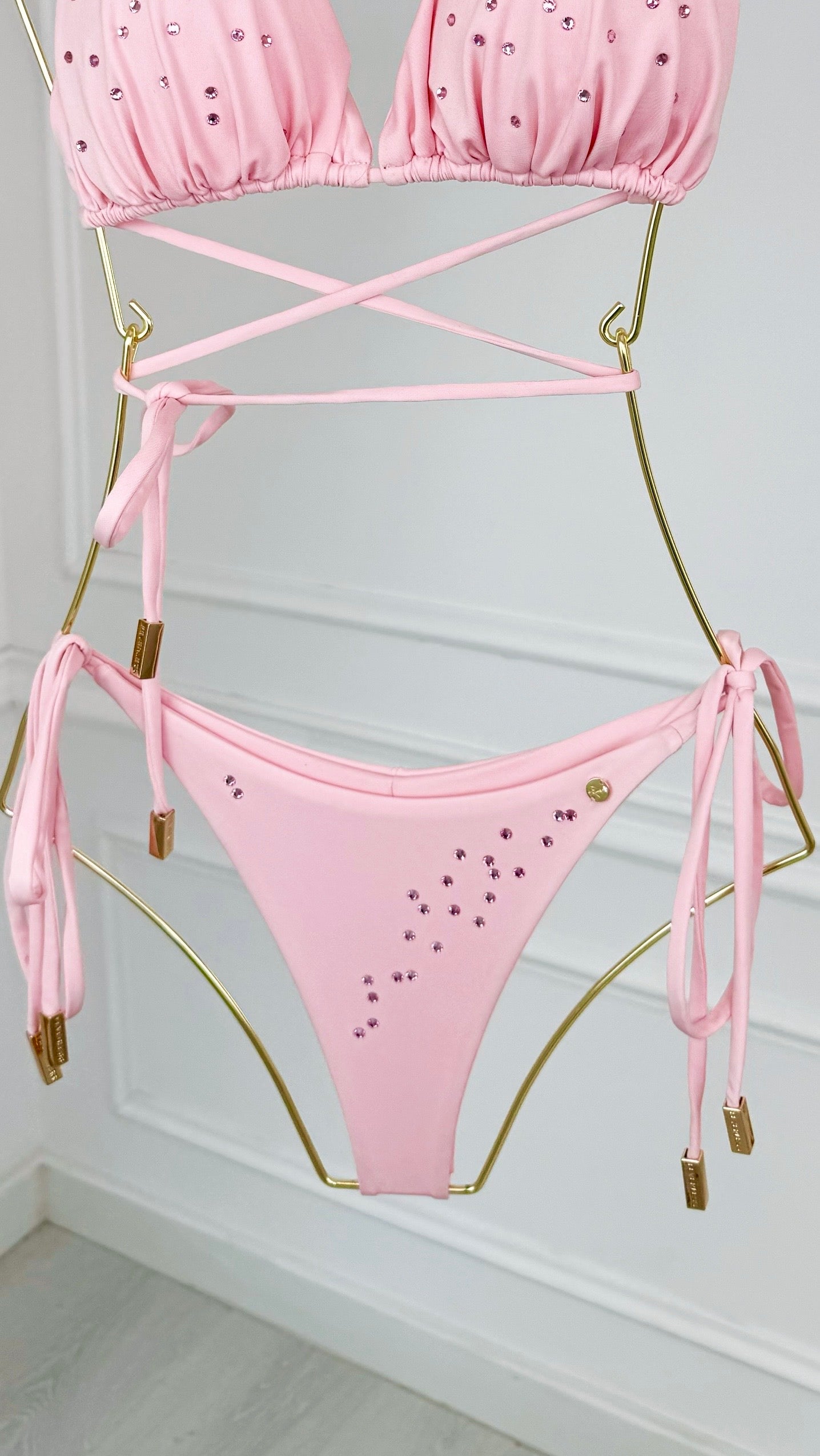 Slip de baie cu CRISTALE Blush Pink