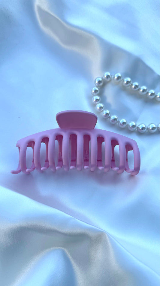 Hair Clip Pink Velvet Texture