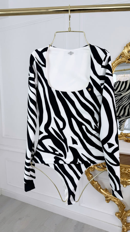 Shaping elastic bodysuit "Hera" with long sleeves ZEBRA