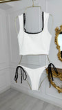 Slip de baie ALB cu NEGRU