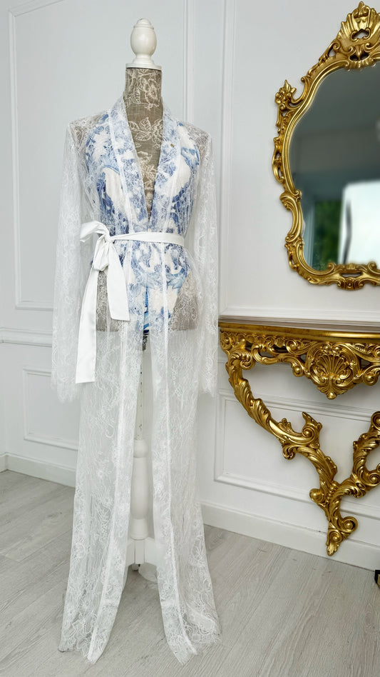 Cardigan/Halat Dantelă "Delicate" ALB