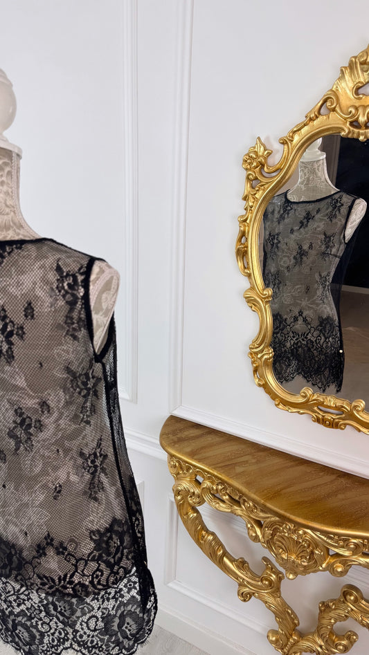 Bluza din dantelă NEGRU