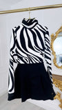 Shaping elastic turtleneck bodysuit ZEBRA