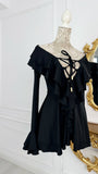 Rochie ALEXIS elasticǎ cu Volane mâneca lungǎ BLACK