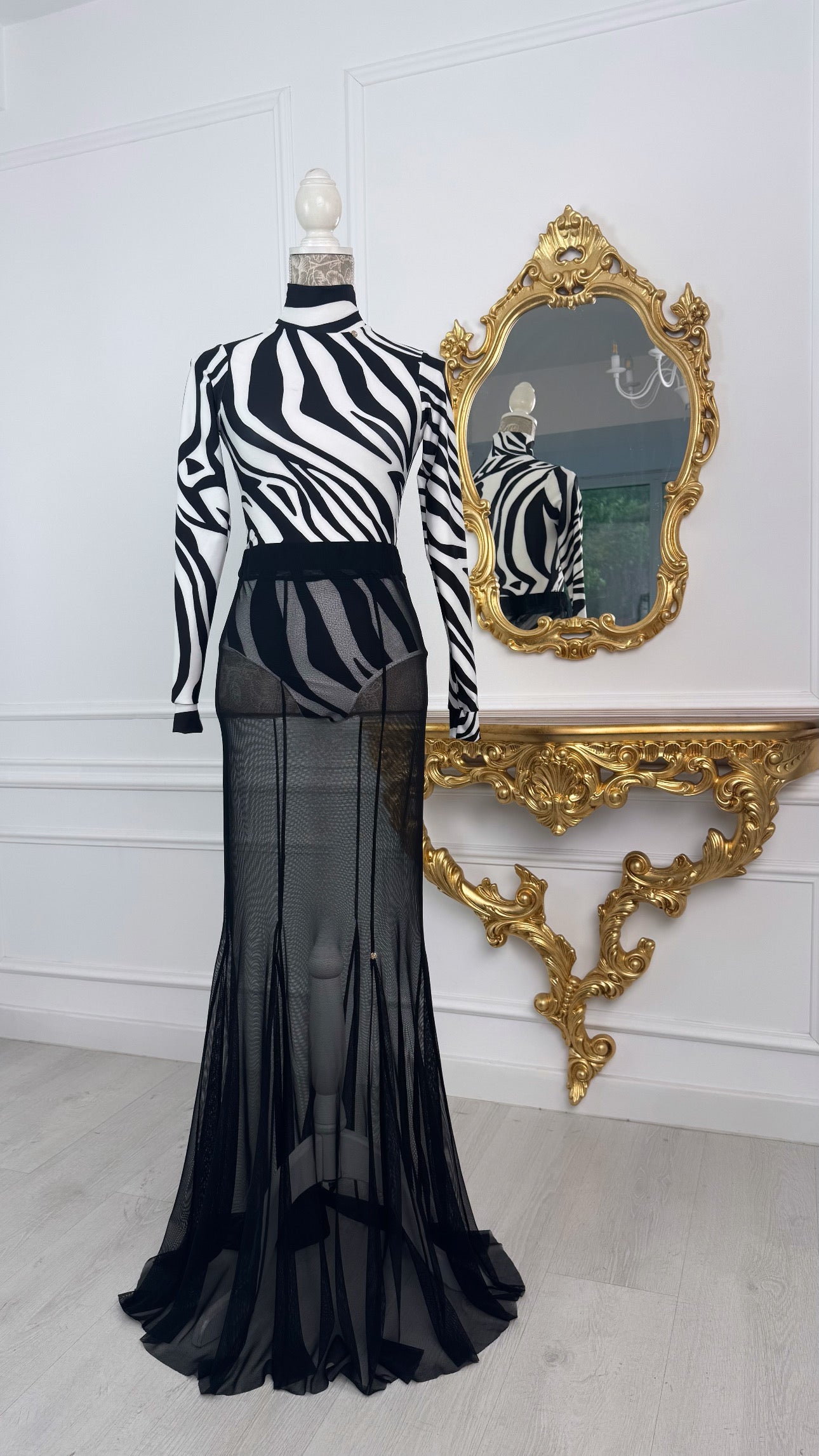 Fustă lungă evazată tulle elastic NEGRU