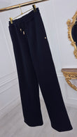 Pantaloni " BLUSH " Flauşați Largi Drepți cu buzunare DARK NAVY BLUE