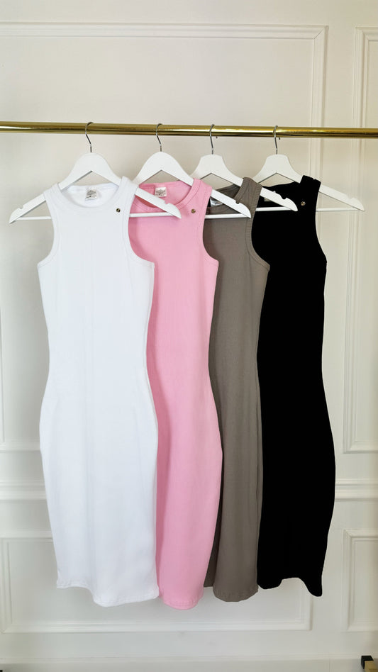 SET 2 Cropped Blouse + Rochie din Rib MIDI - 4 VARIAȚII de CULORI