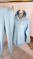 SET 2 Pieces "Blush" Hoodie with OPEN BACK + Flared Pants - BABY BLUE