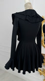 Rochie ALEXIS elasticǎ cu Volane mâneca lungǎ BLACK