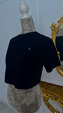 Tricou " Softie" CU CRISTALE Scurt Crop NEGRU