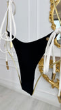 Slip de baie NEGRU cu ALB