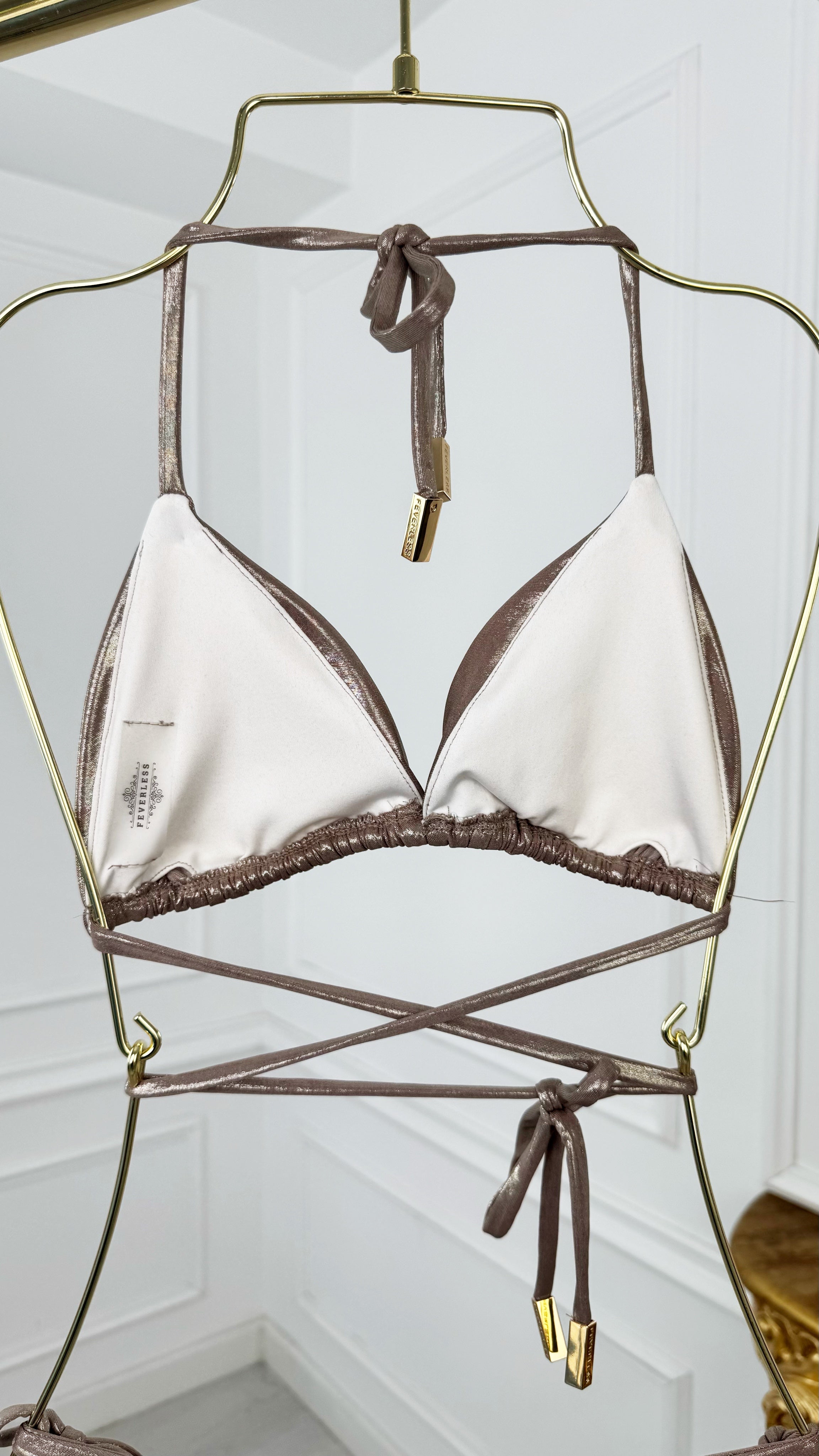 Triangle Bikini Top with Removable Cups Smoked GOLD