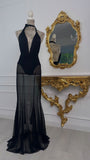 Fustă lungă evazată tulle elastic NEGRU