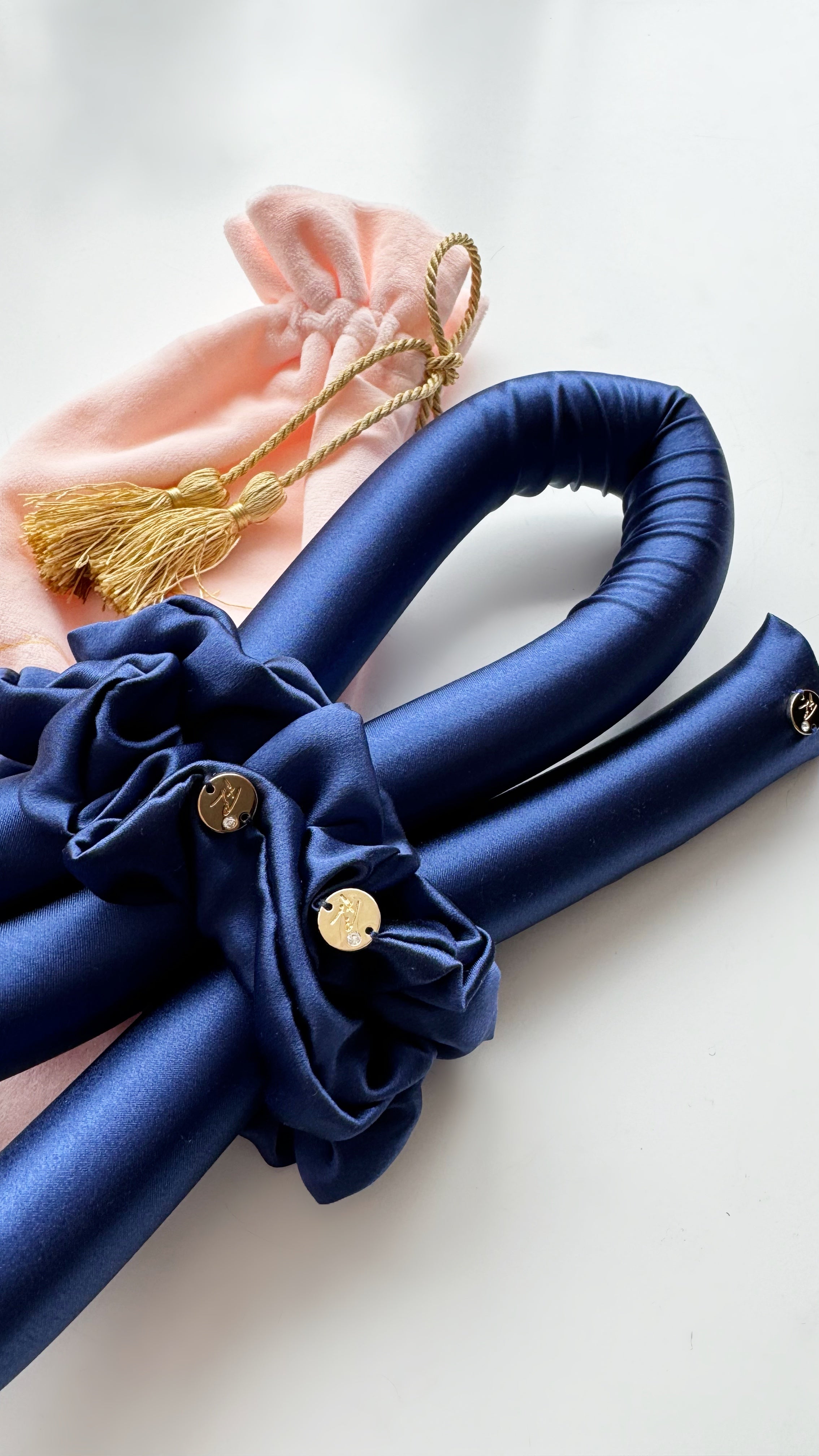 STANDARD Size Silk Heatless Curler with SILK Scrunchies  NAVY Blue