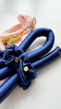STANDARD Size Silk Heatless Curler with SILK Scrunchies  NAVY Blue