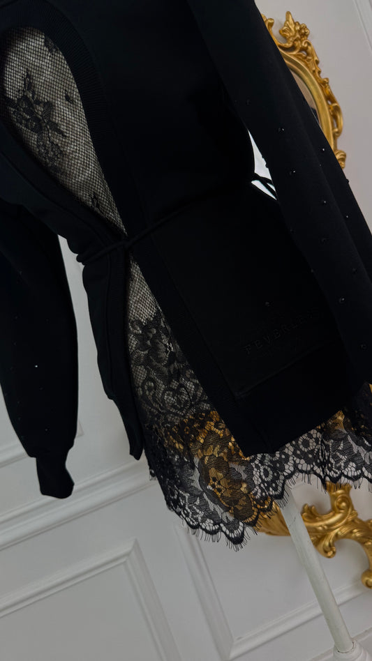 "Eria 500" CRYSTALS Backless Black Blouse