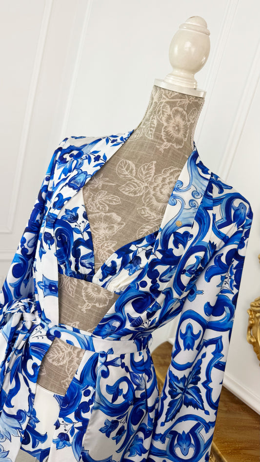 Cardigan/Halat Satin "Delicate" MEDIU cu mânecă evazată Santorini