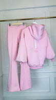 SET 2 piese "Blush" Hanorac cu SPATELE GOL + Pantaloni EVAZAȚI - BABY PINK