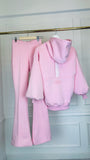 SET of 2 pieces "Blush" HOODIE WITH HOLE BACK + FLARE PANTS - 4 VARIATIONS OF COLORS