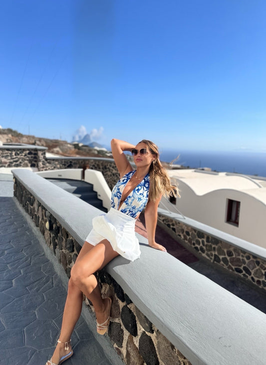 Falda De Tenis Corta Con Pantalones Ocultos - Blanco