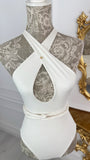 Costum de baie/Body întreg "Latifa" Brazilian Cut - MILK