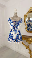 Rochie elasticǎ ALEXIS cu Volane print Majolica