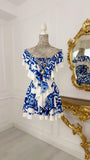 Rochie elasticǎ ALEXIS cu Volane print Majolica