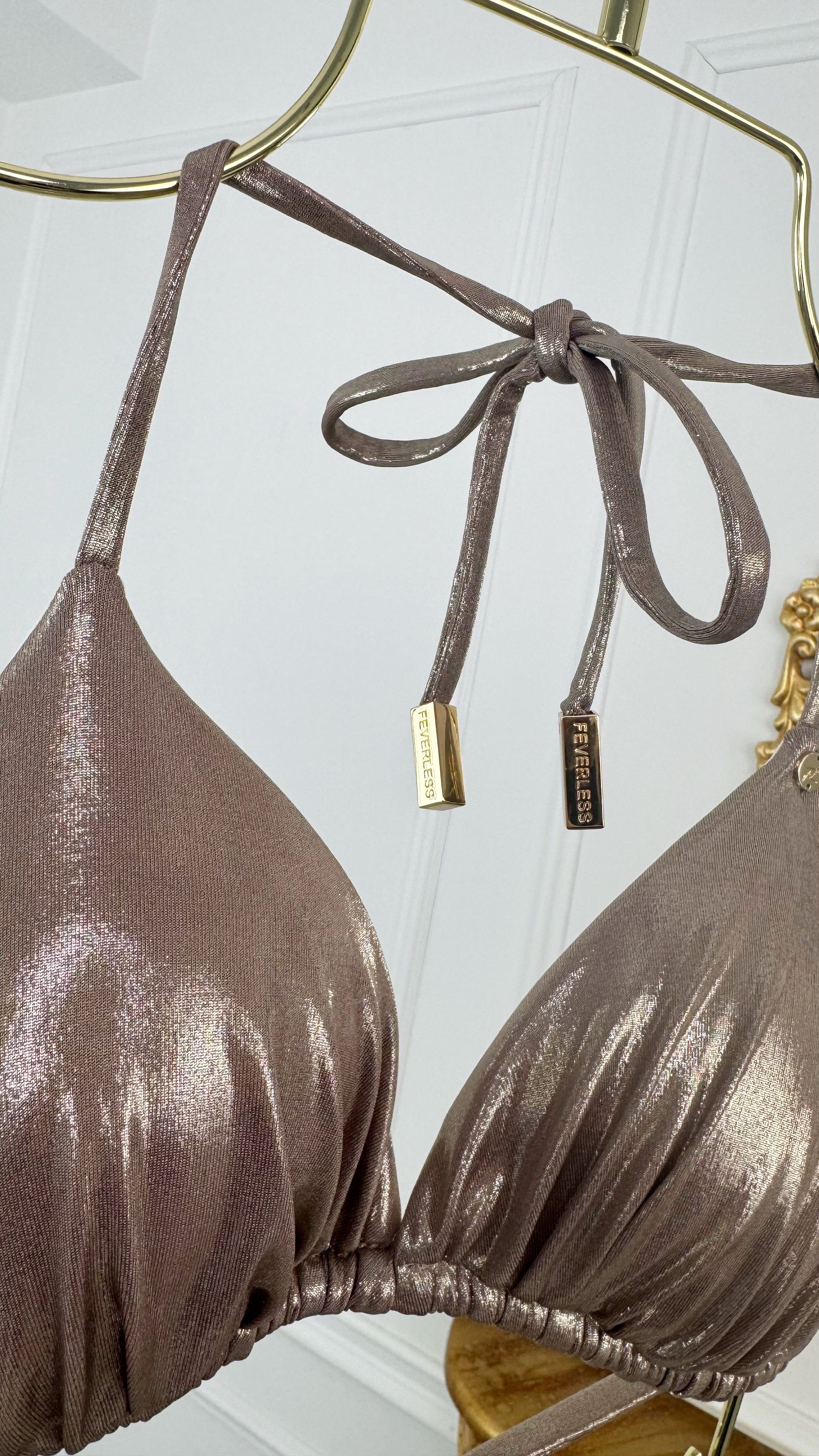 Triangle Bikini Top with Removable Cups Smoked GOLD