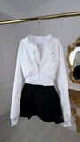 Cropped Lightweight 'Foil-Like' Bomber Jacket - White